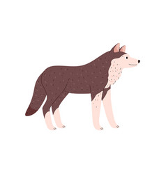 Cute Standing Wolf Tundra Animal Side View Flat