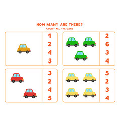 Counting Game With Cars Math Worksheet For Kids