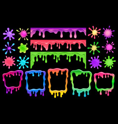 Cartoon Colorful Slime Frames Melt Splash Blobs