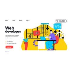 Web Developer Concept For Landing Page Template