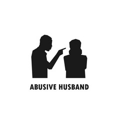 Abusive Husband Shouting At Wife Simple Black