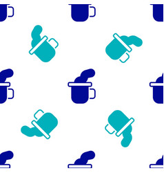 Blue Cup Of Tea Icon Isolated Seamless Pattern