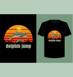 Dolphin Jump Retro Vintage T Shirt Design