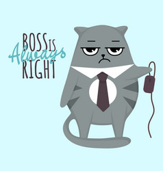 Grumpy Cat With Computer Mouse Boss Is Always