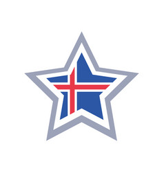 Iceland Flag In Star