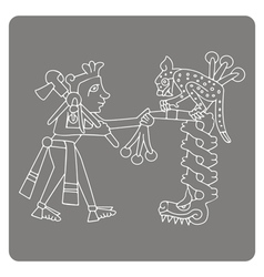 Monochrome Icon With Symbols From Aztec Codices