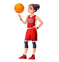 Young Asian Basketball Player Girl Spinning