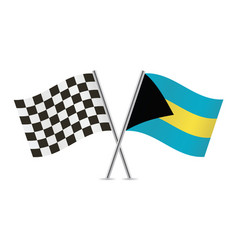 Checkered And Bahamas Crossed Flags