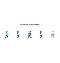 Group Men Running Icon In Different Style Two