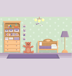 Baby Room In Lilac Image In Flat Design