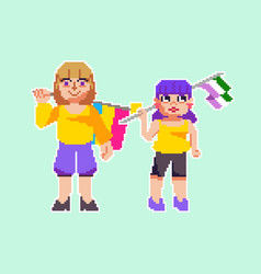 Flat Pixel Art Pride Month Flags People