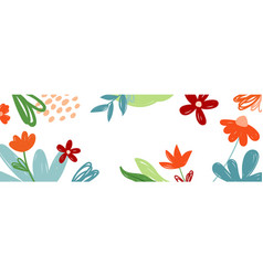 Flowers And Leaves Horizontal Background Floral