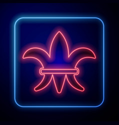 Glowing Neon Fleur De Lys Icon Isolated On Black