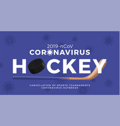 Ice Hockey Banner Caution Coronavirus Stop