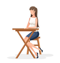 Women Sit On Wooden Chair No Face Character