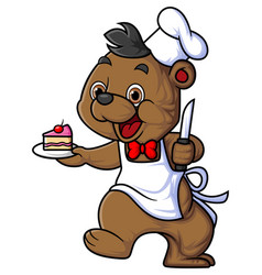 Cute Baby Bear Cartoon Character Wearing Chef