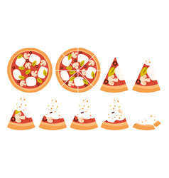 Eaten Pizza Set Of Animation Sequence Whole Round