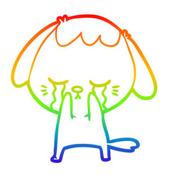 Rainbow Gradient Line Drawing Cute Puppy Crying