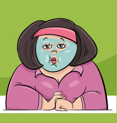 Cartoon Woman Character With Cosmetic Mask