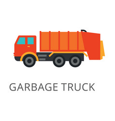 Side View Of Orange Garbage Truck Flat Icon