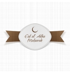 Eid al-adha mubarak label with ribbon vector