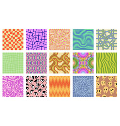 Groovy Psychedelic Pattern Set Funky Artistic