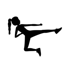 Silhouette Woman Martial Arts Flying Kick