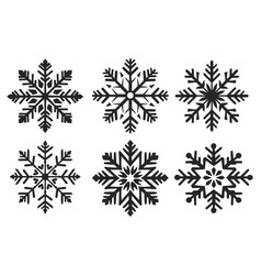 Snowflake Winter Set Black Isolated Silhouette