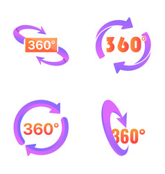 Degree 360 Icons Set Cartoon Rotation