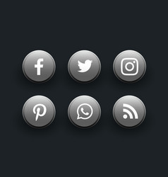 Gray Social Media Icons Pack In Button Style