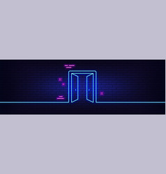 Open Door Line Icon Entrance Doorway Sign Neon