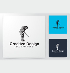 Old Man Playing Golf Logo Ideas Inspiration