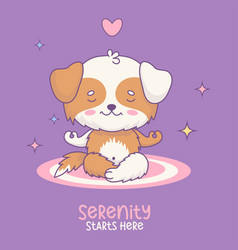 Cute Dog Meditating Funny Cartoon Kawaii Animal