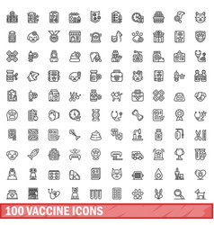 100 Vaccine Icons Set Outline Style