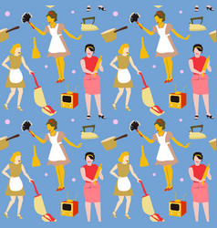 Housewife Retro Woman Seamless Pattern