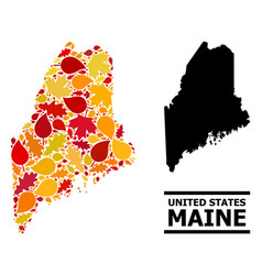 Autumn Leaves - Mosaic Map Maine State