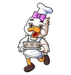 Cute Baby Duck Cartoon Character Wearing Chef