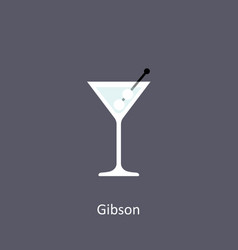 Gibson Cocktail Icon On Dark Background In Flat