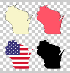 Set Of Wisconsin Map Shape United States