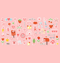 Cute Happy Valentines Day Sticker Set Cartoon