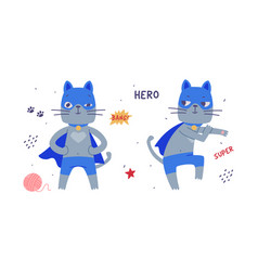 Funny Super Cat Pet In Blue Mask And Cape Set