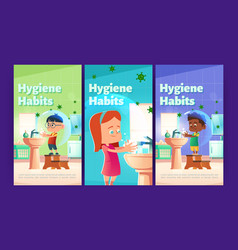 Hygiene Habits Posters With Kids Washing Hands