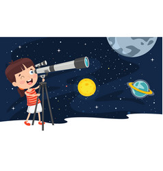 Kid Using Telescope