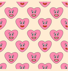 Seamless Pattern With Hearts Girls Pink Smile