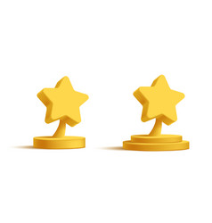 Star-shaped Award Golden Statuette On Podium