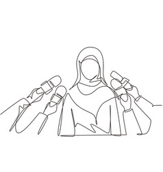 Continuous One Line Drawing Arab Woman Giving