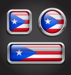 Puerto Rico Flag Glass Buttons