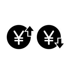 Set Of Cost Symbol Yen Increase And Decrease Icon