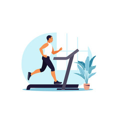 Men Running On A Treadmill At Home Healthy