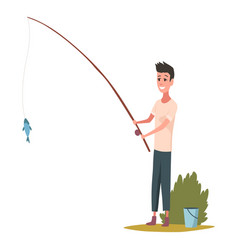 Children Fishing Icon Happy Boy Child Holding